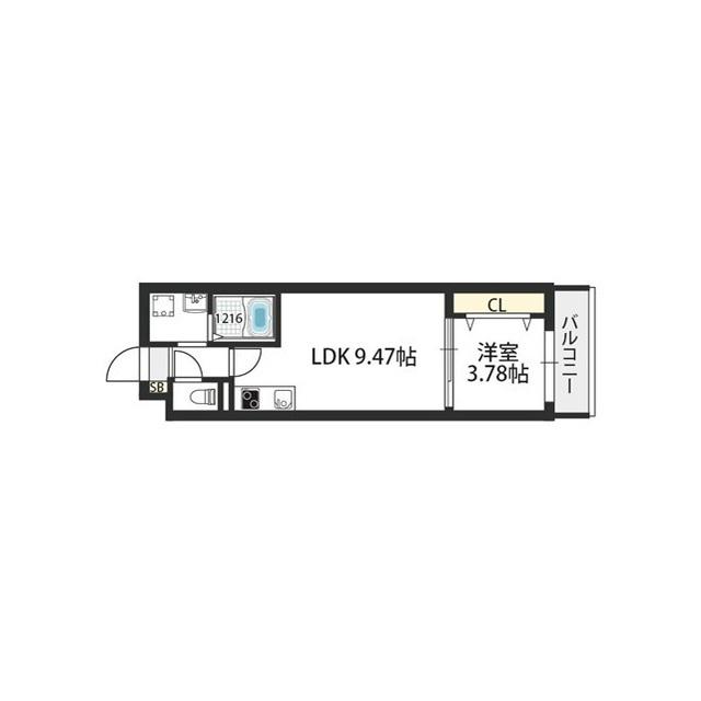GRAND STEADY西田辺(1LDK/1階)の間取り写真