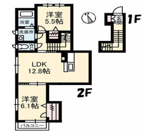 ヴィラージュ・エスト(2LDK/2階)の間取り写真