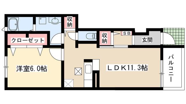 プリムローズ(1LDK/1階)の間取り写真