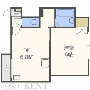 コンフォート発寒B(1DK/3階)の間取り写真