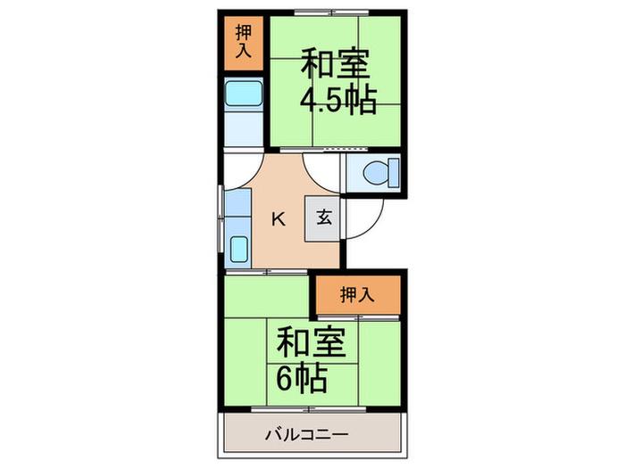 元山マンション(2K/4階)の間取り写真