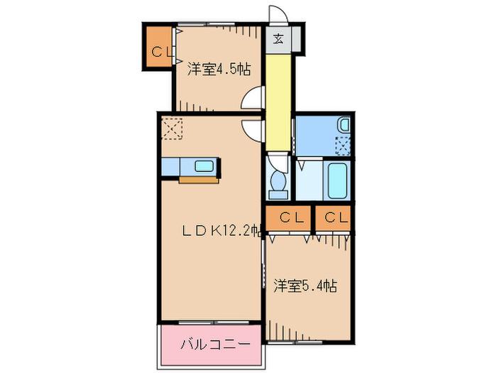 MAISON DE LE GRUE 和白(2LDK/1階)の間取り写真
