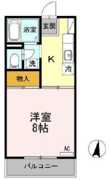 プレジール岡本 B棟(1K/2階)の間取り写真