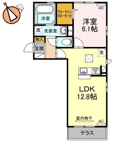 アイリーブ庄町(1LDK/1階)の間取り写真