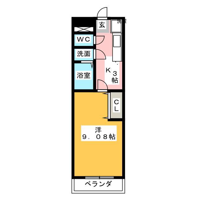 スカイメナー(1K/3階)の間取り写真
