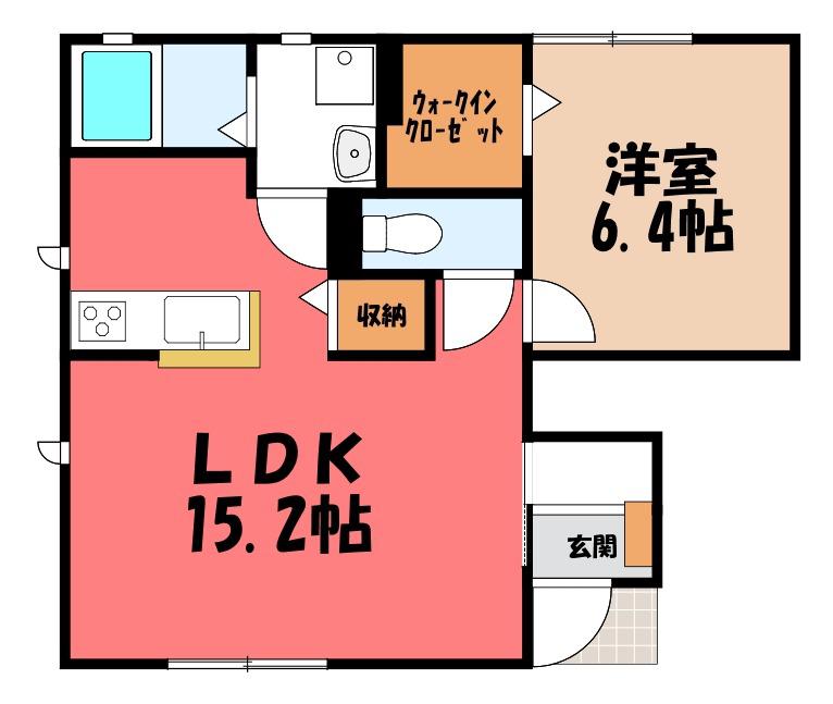 シャルクレール C棟(1LDK/1階)の間取り写真