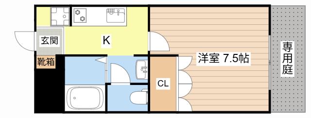 アビエスIII(1K/1階)の間取り写真