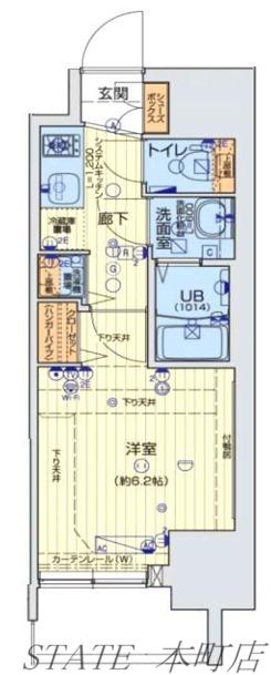 レオンコンフォート上本町カレント(1K/3階)の間取り写真