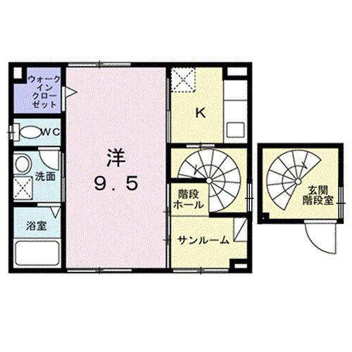 サンシャイン ヴィラ(1K/2階)の間取り写真