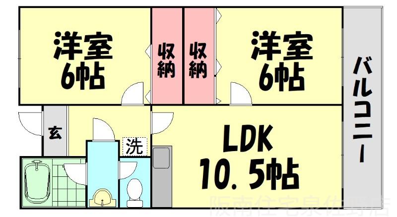 コーポ上町(2LDK/2階)の間取り写真