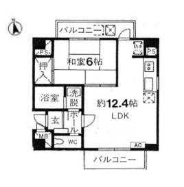 サザンコート早稲田(1LDK/6階)の間取り写真