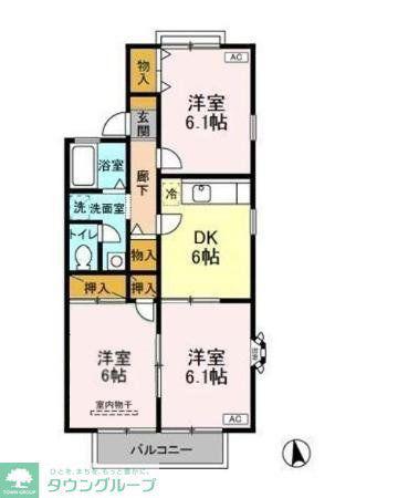 メゾンベール壱番館(3DK/1階)の間取り写真