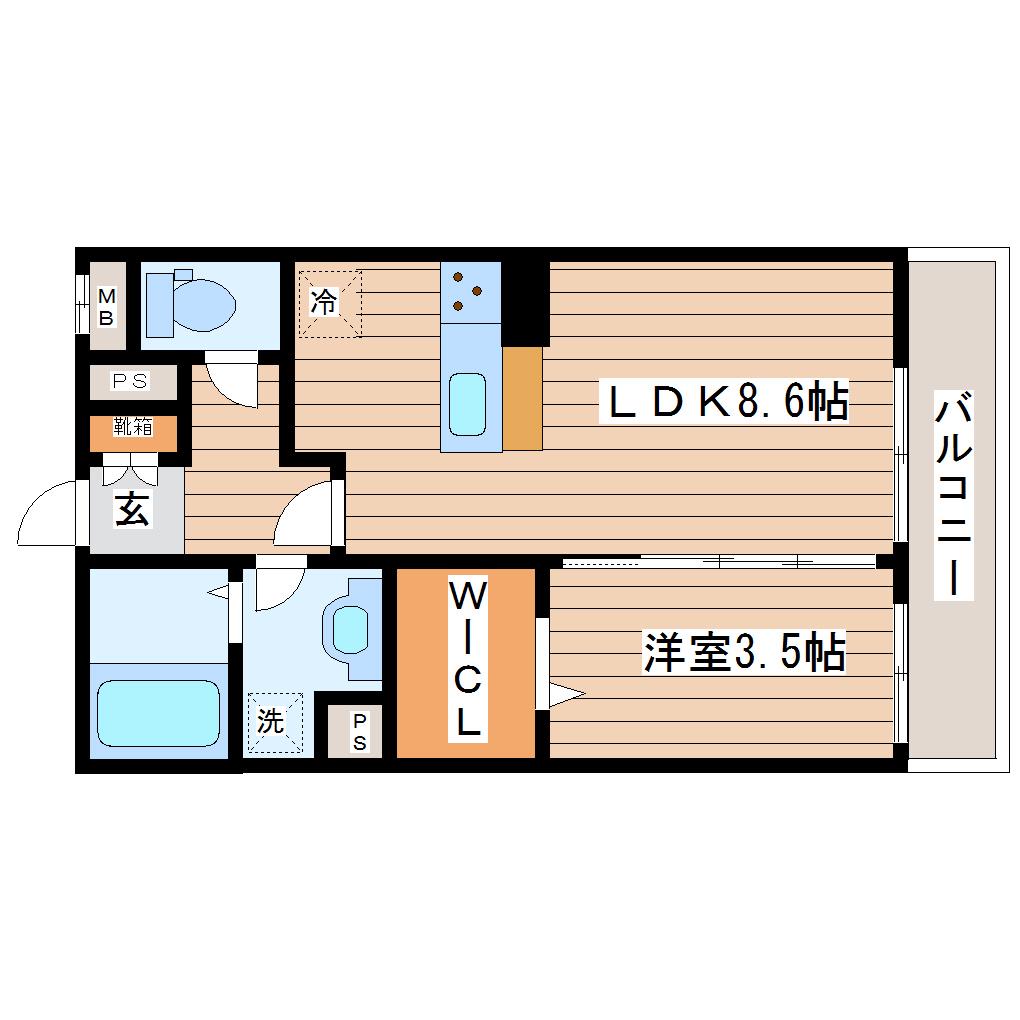 ラ・ヴォワ ラクテ(1LDK/3階)の間取り写真