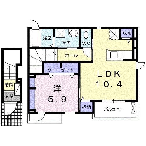 ヴァン楓(1LDK/2階)の間取り写真