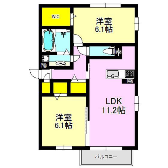 スカーレット(2LDK/1階)の間取り写真