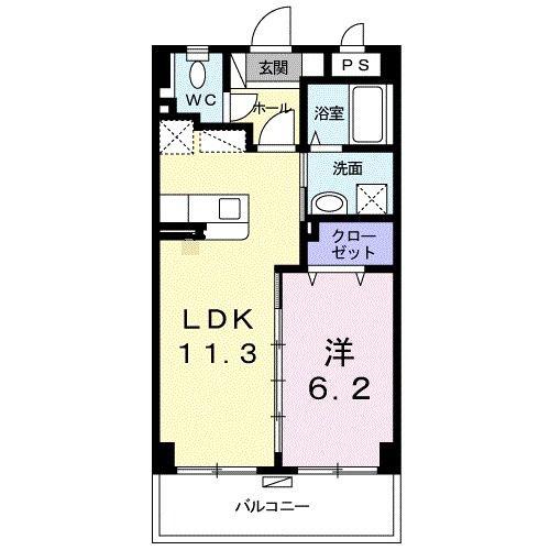 キャッスル エイト(1LDK/1階)の間取り写真