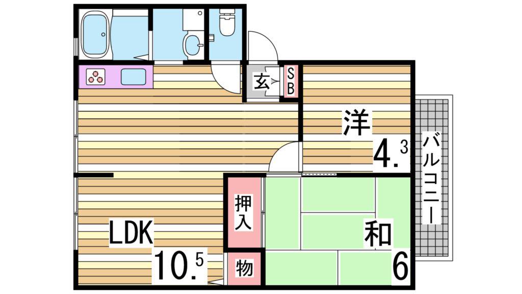 サンビレッジ竹内D(2LDK/2階)の間取り写真