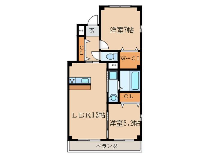 キャッスルホワイト(2LDK/3階)の間取り写真