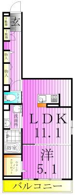 アヴァンス八潮B(1LDK/1階)の間取り写真