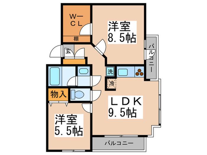 エスポワールコジマ(2LDK/3階)の間取り写真