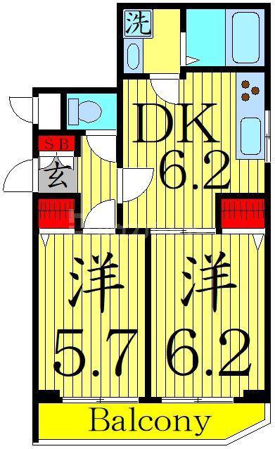 アイル プレミアム向島(2DK/5階)の間取り写真