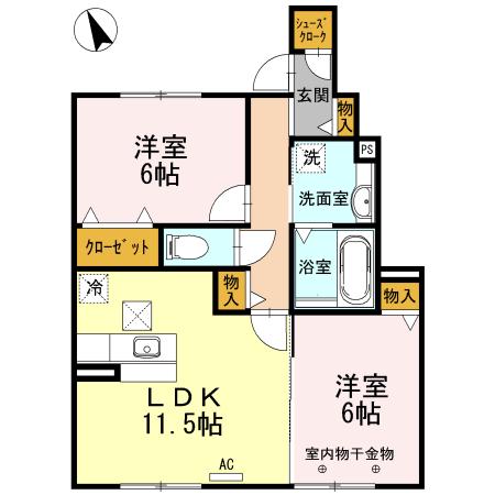 プラムハイム(2LDK/1階)の間取り写真