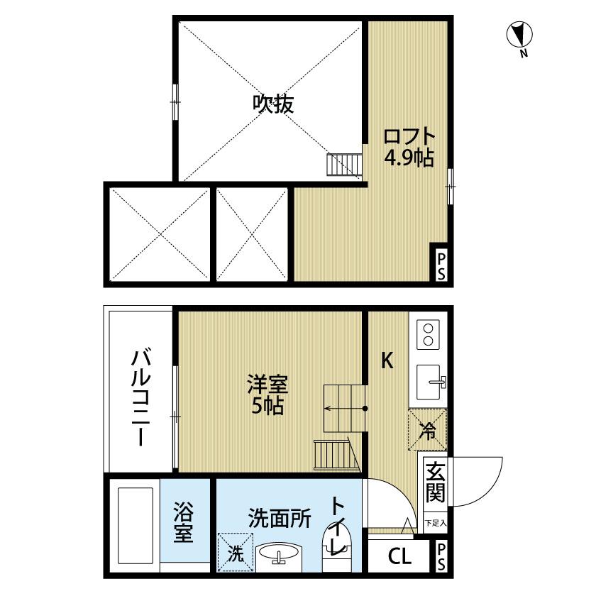 ラクーチェ(1K/1階)の間取り写真