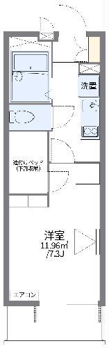 レオパレス田園(1K/1階)の間取り写真