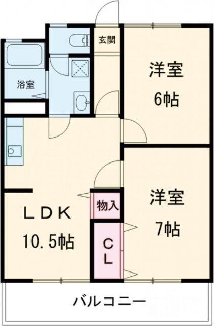 グランドール小作(2LDK/1階)の間取り写真