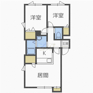 太平グランビレッジA棟(2LDK/2階)の間取り写真