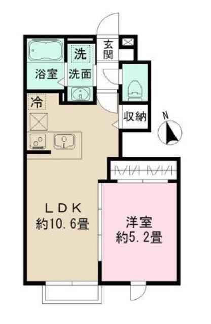 カイゼル(1LDK/1階)の間取り写真