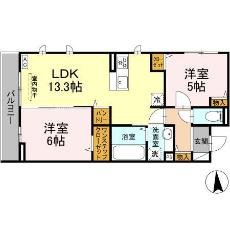 ヤフォール(2LDK/3階)の間取り写真