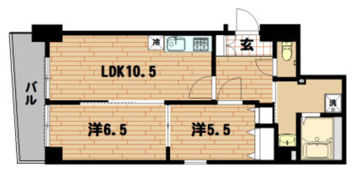 ラフィーネカワムラ のあち(2LDK/3階)の間取り写真