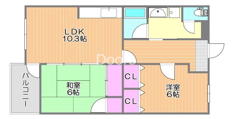 ガレリア21 II棟(2LDK/2階)の間取り写真