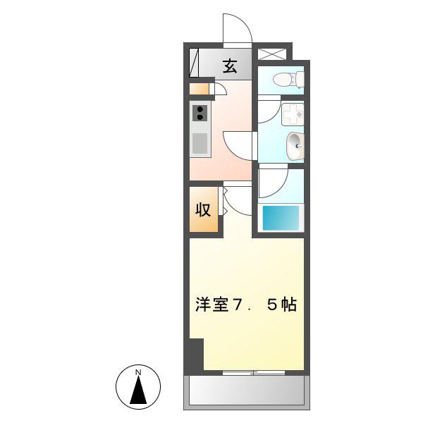 MELIV鶴舞(1K/13階)の間取り写真