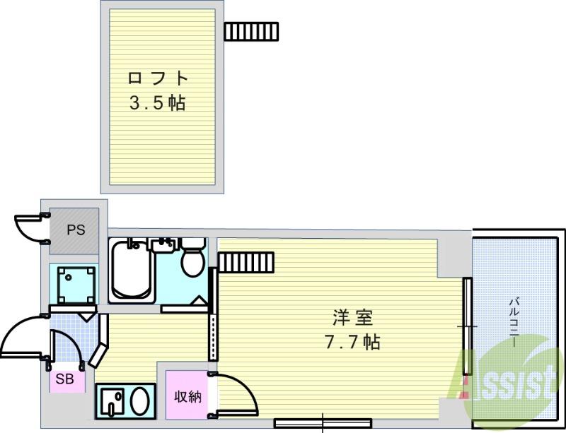 グランリッチ箕面(1K/4階)の間取り写真
