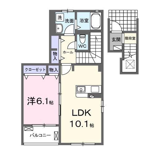 バロンドール(1LDK/2階)の間取り写真