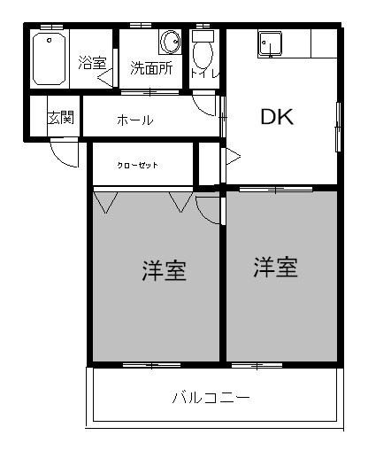 スバルパークC(2DK/2階)の間取り写真