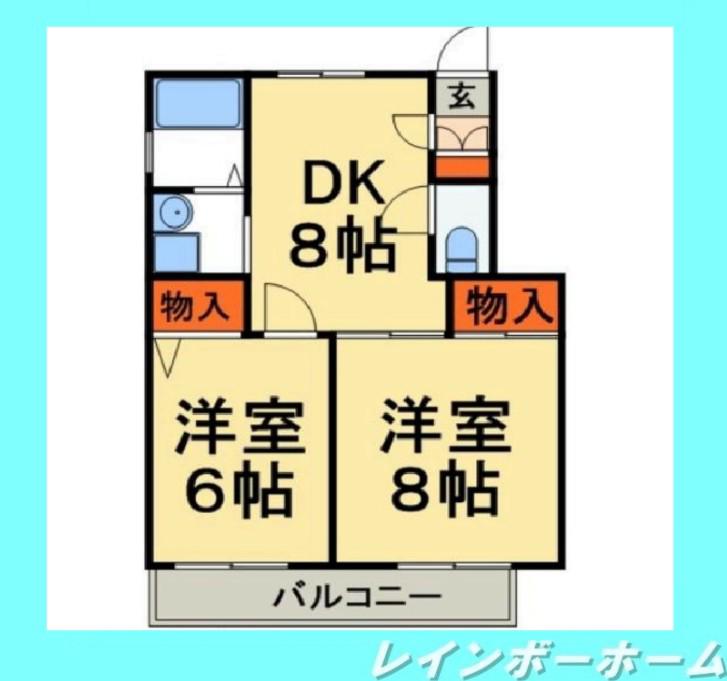 プラムカントリー(2DK/2階)の間取り写真