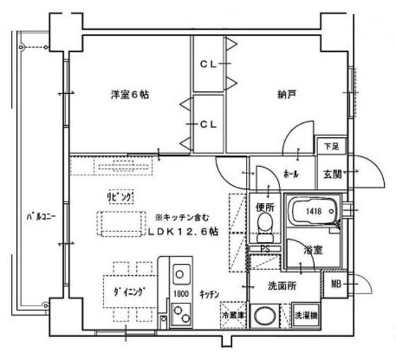 ピアホーム森下町(1SLDK/5階)の間取り写真