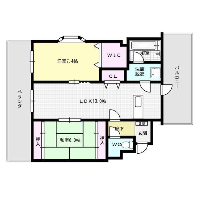メモリープラザあかしや(2LDK/4階)の間取り写真