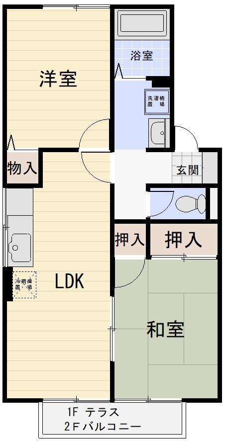 グランドソレーユ(2LDK/2階)の間取り写真