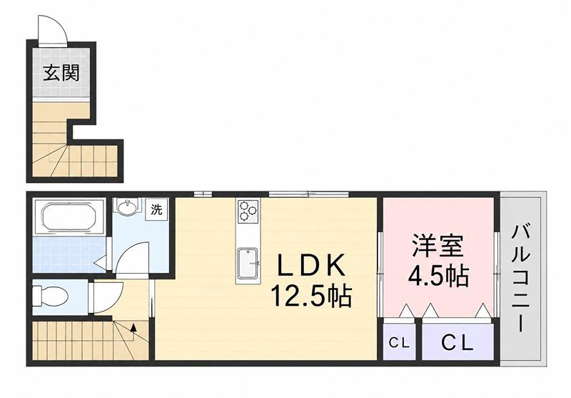 パンとサーカス(1LDK/2階)の間取り写真