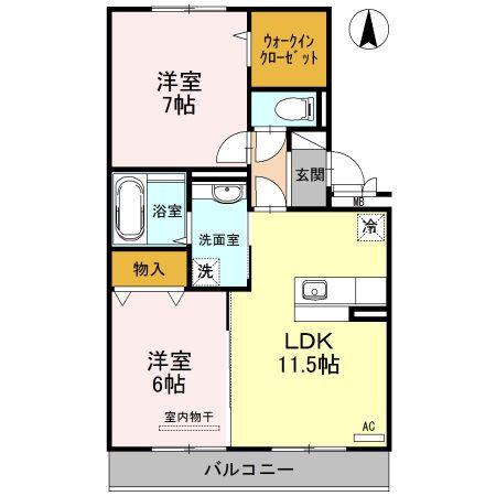 D-ROOM福島(2LDK/2階)の間取り写真