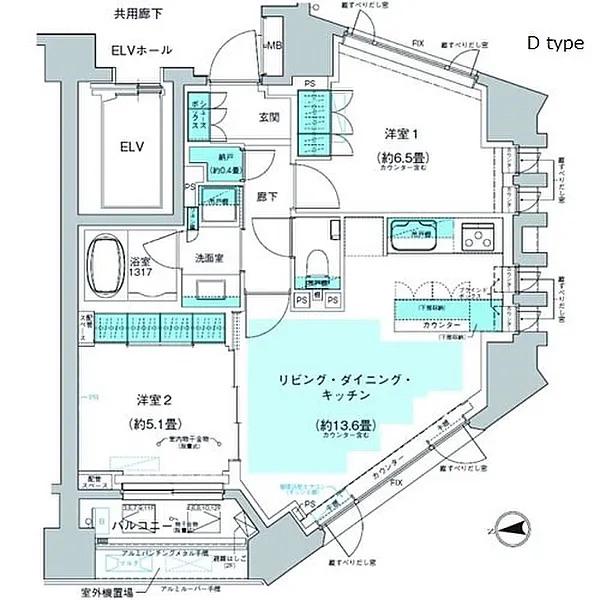 ザ・パークハウス代官山レジデンス(2LDK/8階)の間取り写真
