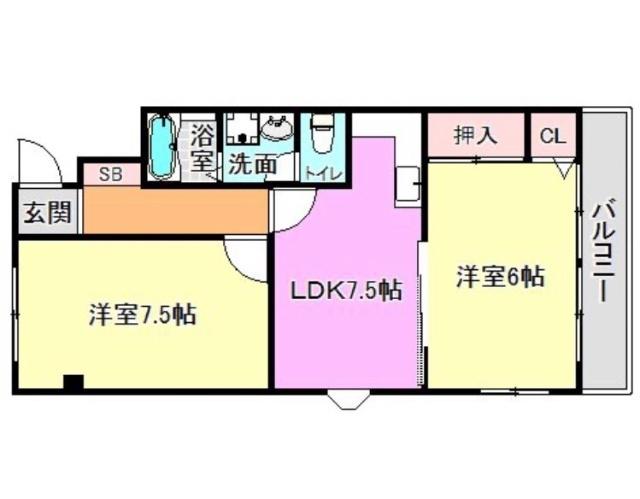 明光ハイツ(2DK/2階)の間取り写真