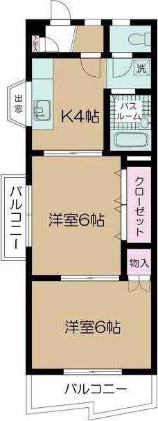 ロイヤルマンション市川(2K/5階)の間取り写真