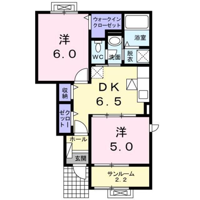 クラシオンΑ(2DK/1階)の間取り写真