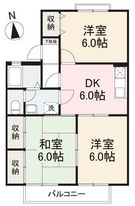ハイツM&M(3DK/2階)の間取り写真