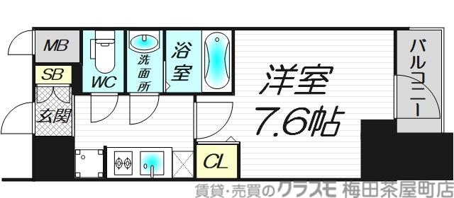 プレサンス北浜レガーロ(1K/11階)の間取り写真